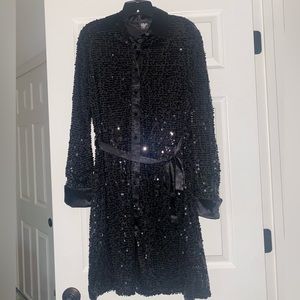 Black sequins button up dress